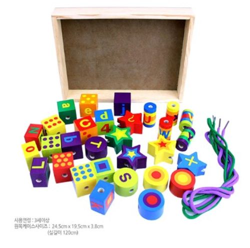 블루 도형 실 꿰기